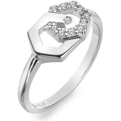 Hot Diamonds Stříbrný prsten s diamantem a topazy Hexagon DR314