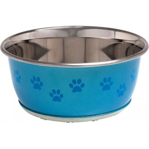 Duvoplus Flamingo Feeding and drinking bowl Selecta Round Blue & Silver - иноксова купа за вода или храна - СИНЯ, размер Ø15см / 950 мл, Белгия - 43057