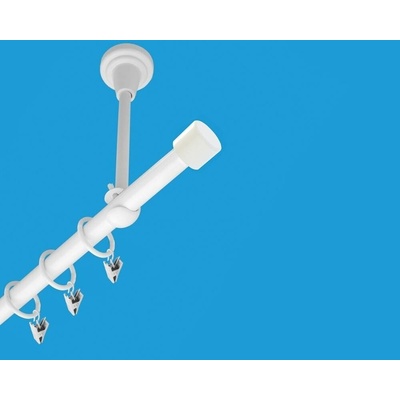 OK-GarnýžeCZ Garnýž kovová jednořadá 19mm Pullo bílá 200 cm do stropu / kroužky s žabkou