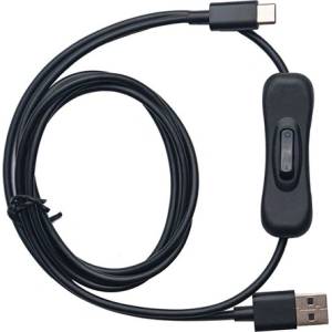 OBSBOT USB-C - USB-A 2.0 мъжки/мъжки кабел за данни, 1, 5 м, черен, с превключвател за включване/изключване (OCB-2107-CT)