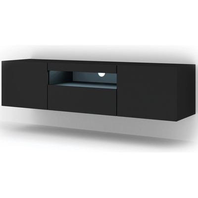 BIM Furniture ТВ шкаф aura 150 стоящ/окачен, черен мат, led (tvstaura150bmatled)