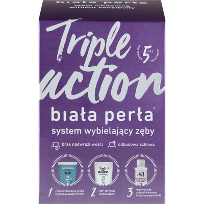 White Pearl Triple Action bieliaca zubná pasta 30ml + bieliaci gél 50ml + oplachovací prípravok 100ml + formovacie vaničky x3