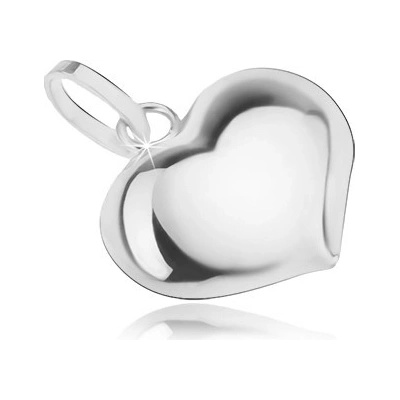 Šperky eshop Zlatý přívěsek 585 symetrické 3D srdíčko vypouklý lesklý povrch bílé zlato GG05.32
