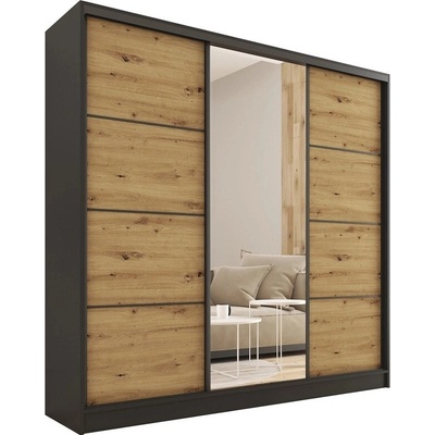 NEJBY HARAZIA 180 so zrkadlom čierny mat/dub artisan