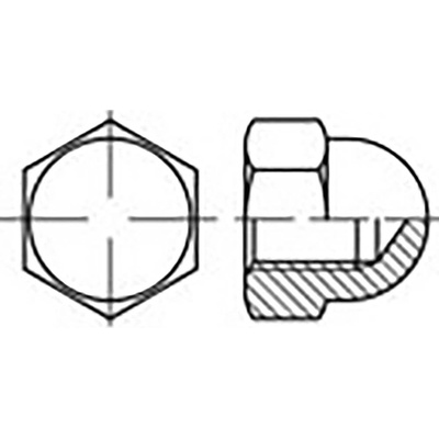 TOOLCRAFT TO-6866865 klobúková matica uzavretá M8 DIN 1587 mosaz 100 ks