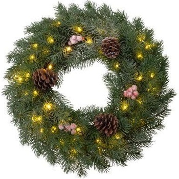 MagicHome Veniec prírodný zasnežený 48 LED IP20 2xAA 40 cm