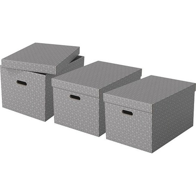 Esselte Home veľkosť L 35,5 x 30,5 x 51 cm, sivá – sada 3 ks