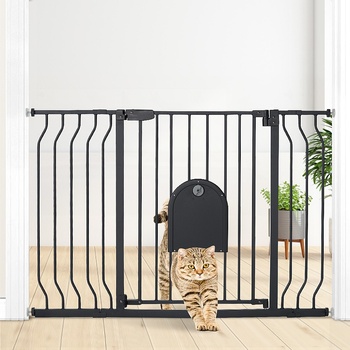 COMOMY Mřížka na dveře pro psy a kočky PET GATE 75 - 123 cm černá