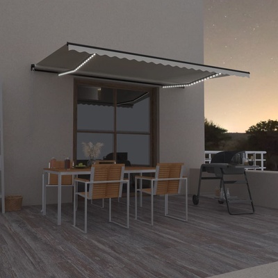VidaXL Ručně zatahovací markýza s LED světlem 500 x 350 cm krémová