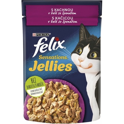Felix Sensations Jellies s kačicou so špenátom v želé 85 g