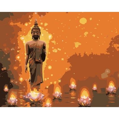 ZUTY Maľovanie podľa čísel BUDDHA S LOTUSMI Rámovanie Rozmer 80 x 100 cm