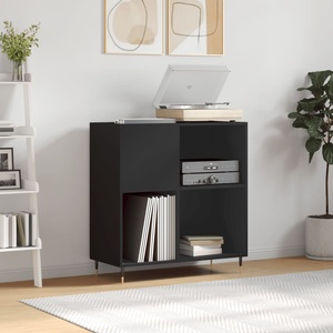 vidaXL Шкаф за грамофонни плочи черен 84, 5x38x89 см инженерно дърво (831765)