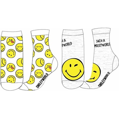 Smiley World Detské ponožky biela / svetlo šedý melír