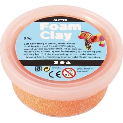 Creative Samotvrdnoucí modelovací hmota Foam Clay GLITTER ORANŽOVÁ