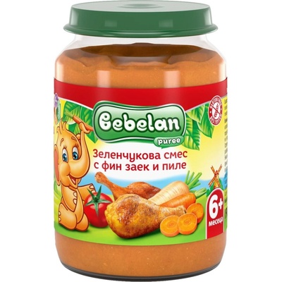 Bebelan Ястие Bebelan Puree - Фин заек и пиле със зеленчуци, 190 g (7158)