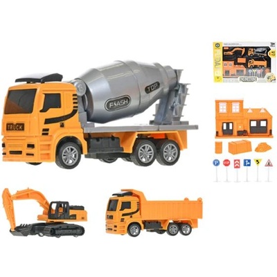 Mikro Строителни превозни средства 12-14см с обратен ход 3бр с аксесоари