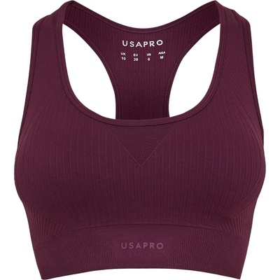 USA Pro UP Seamless Crop Sports Bra - Dark Cherry