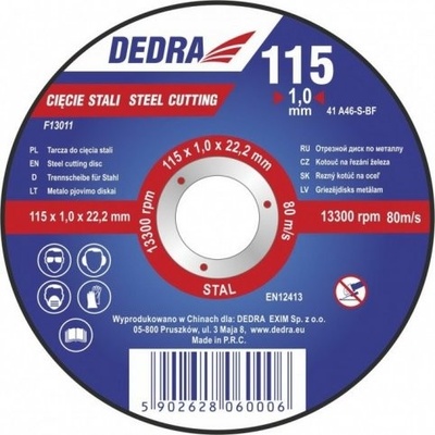 DEDRA Kotúč rezný na oceľ 115x1,5x22,2 mm