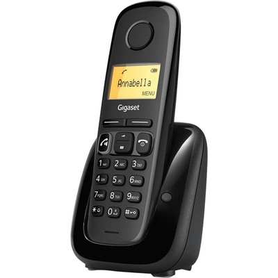 Gigaset Безжичен DECT телефон Gigaset A280, 1.5" (3.81cm) буквено-цифрен дисплей, адресна памет за 80 номера, функция "свободни ръце", еко режим, черен (1015163)