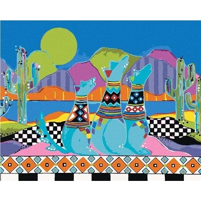 zuty Malování Podle Čísel Vyjící Psi Na Poušti Jonna James 40 x 50 Cm Plátno Rám