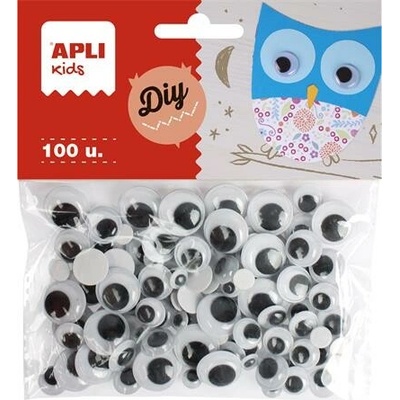 Samolepiace pohyblivé oči, kruh, APLI „Creative“, čierno-biele 13263