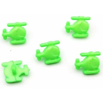 Detský gombík - zelený vrtuľník - priemer 1,5 cm