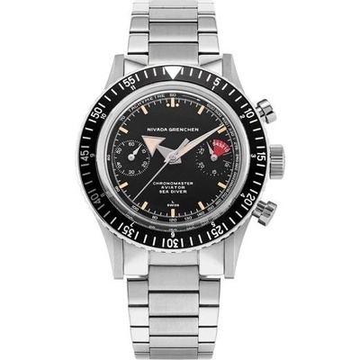 Nivada Grenchen Chronomaster Broad Arrow Inter. Bezel Manual Bracelet Flat Link