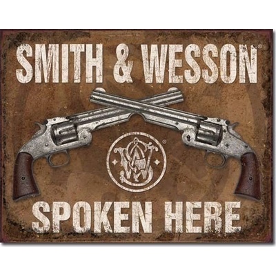 S&W Spoken Here - plechová retro cedule 40x32 cm