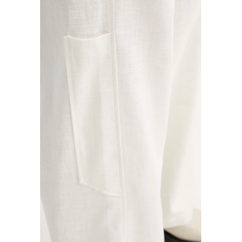 MMC STUDIO Панталон mmc studio в бежово със стандартна кройка, с висока талия linen (linen.mmc)