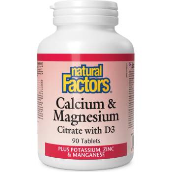 Natural Factors Калций, Магнезий и Витамин D + Калий и Цинк 526 mg 90 таблетки | Natural Factors (1607 NF)