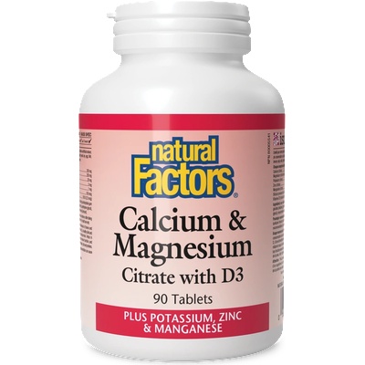 Natural Factors Калций, Магнезий и Витамин D + Калий и Цинк 526 mg 90 таблетки | Natural Factors (1607 NF)