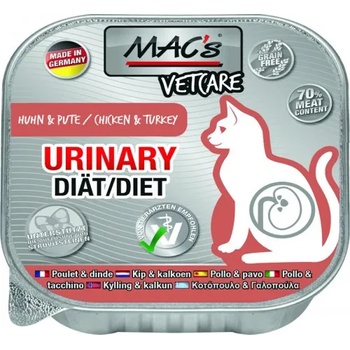 MAC's Mac’s VetCare Cat Urinary Adult GRAIN FREE, пастет за пораснали котки, БЕЗ ЗЪРНО, с уринарни проблеми, с пиле и пуйка, 85 гр - Германия - 587VE