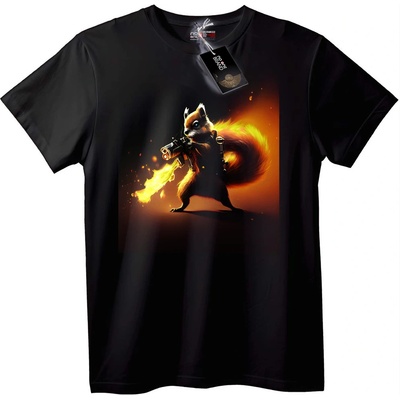 NOONEBRAND Тениска Огнена катерица - 2XL, Black