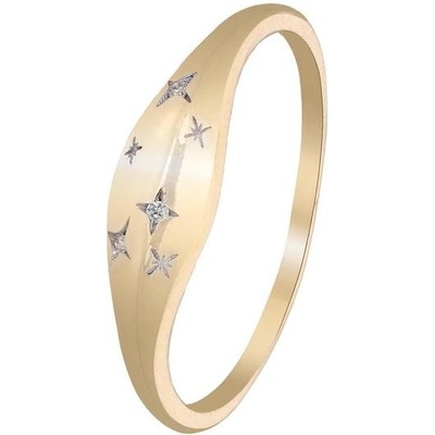 Zlaton Prsten žluté zlato hvězdný motiv s diamantem 000180812233