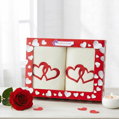 Praktik Dárkový set ručníků 17 srdce červená 2x 50 x 100 cm
