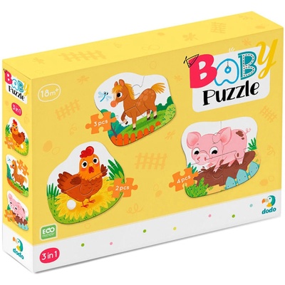dodo Бебешки пъзел DoDo 3 в 1 - Ден във фермата (300394)