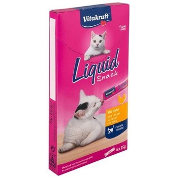 Vitakraft Cat Liquid Snack - ТЕЧЕН СНАКС ЗА КОТКИ с Пиле и Таурин, Vitakraft; 6x15 г