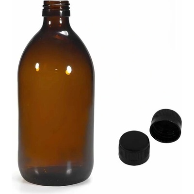 Luna Skleněná lékovka s černým uzávěrem s pojistkou 0,5 l