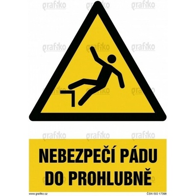 Grafiko | Nebezpečí pádu - Text obrázku Nebezpečí pádu do prohlubně, Materiál Hliník, Rozměr 297x210mm