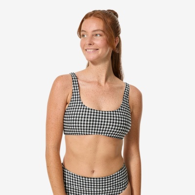 Decathlon Vrchný diel plaviek na surf Aurely kockovaný čierno-biely