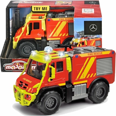 Majorette Autíčko hasičské Unimog U530 Fire Truck so zvukom a svetlom s gumenými kolieskami dĺžka 14 cm