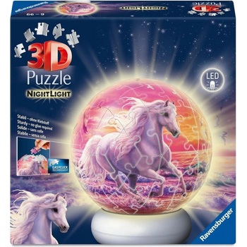 Ravensburger 3D пъзел Ravensburger от 72 части - Коне на плажа (със светлина) (12008054)