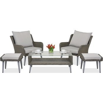 Garden Point Градински мебели Bilbao Terrace + 2 пуфа Garden Point сив (GAP424-TERPU)