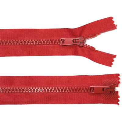 KOH-I-NOOR Kostěný zip no.5 rozepínací dvoucestný 55cm červený