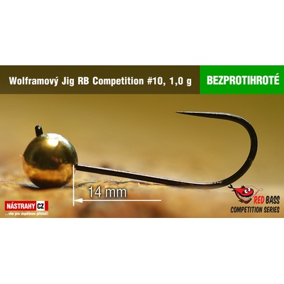 NASTRAHY.cz Bezprotihrotý wolframový Jig RB Competition #10 14 mm 1,0 g Gold 5 ks
