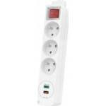 Hama Power Strip 3 sockets, 1 USB C, 1 USB A, white