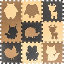 KIK Kontrastné penové puzzle 85 cm x 85 cm 9 ks hnedá krémová