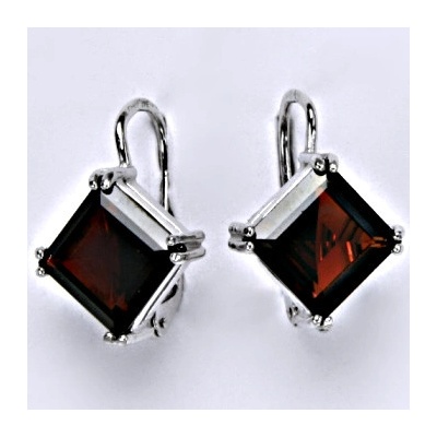 Čištín Zlaté náušnice, bílé i žluté zlato, přírodní granát - NK 1260 9793