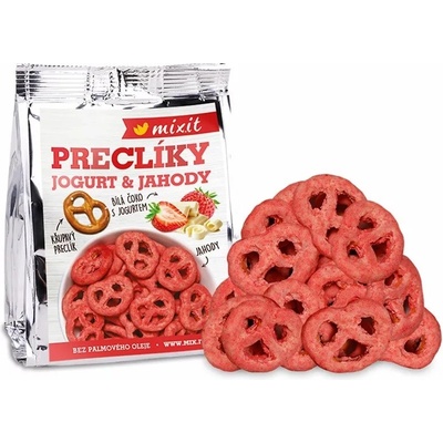 Mixit praclíky v jogurtovej čokoláde s jahodami (70g)