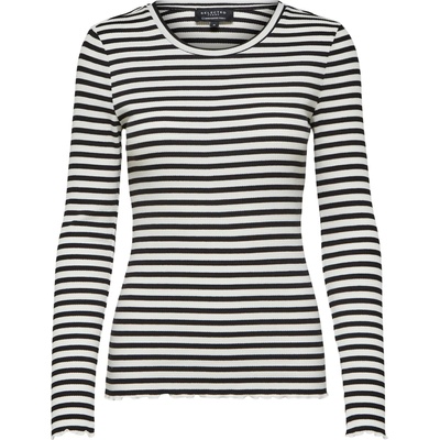 Selected femme Тениска 'anna' черно, бяло, размер xl